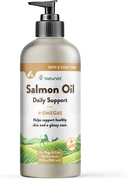 NaturVet Salmon Oil Plus Omegas Liquid Skin & Coat Supplement for Cats & Dogs, 17-oz bottle slide 1 of 5