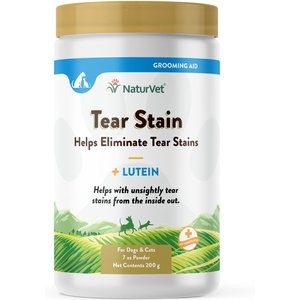 NaturVet Tear Stain Plus Lutein Powder Vision Supplement for Cats & Dogs, 200-g bottle