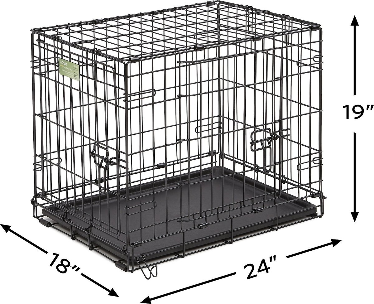 MIDWEST iCrate Fold & Carry Double Door Collapsible Wire Dog Crate, 24