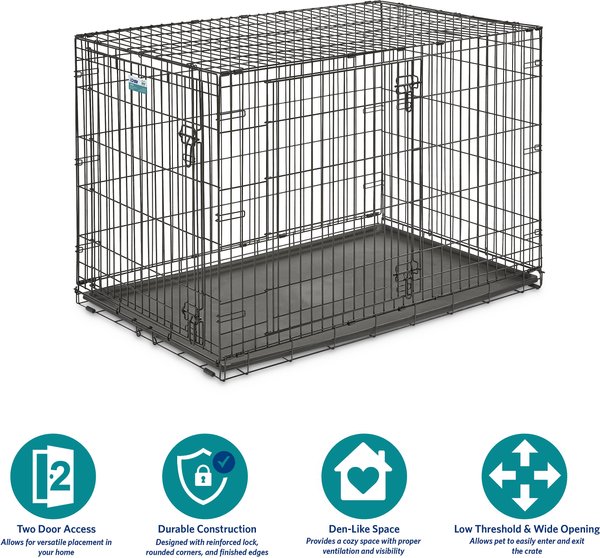 MIDWEST iCrate Fold Carry Double Door Collapsible Wire Dog Crate 48 inch Chewy