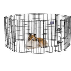 MidWest Wire Dog Exercise Pen with Step-Thru Door, Black E-Coat, 30-in