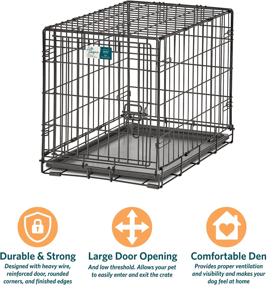 MIDWEST LifeStages Single Door Collapsible Wire Dog Crate, 24 inch