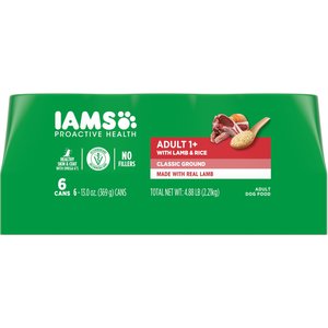Iams ProActive Health Classic Ground with Lamb & Whole Grain Rice Adult Wet Dog Food, 13-oz can, case of 6