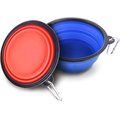 SunGrow Dog, Cat & Small Pet Collapsible Silicone Travel Bowl & Water Dish Set, 2 count