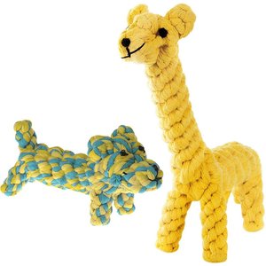 SunGrow Aggressive Chewers Small Dog & Cat Tug of War Rope & Chase Teething Toys, 2 count