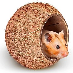 SunGrow Bedding & Sand Bath Container Cozy Hideout Coconut Hut Small-Pet Litter Box slide 2 of 7