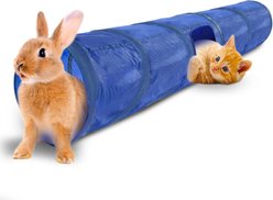 SunGrow Cat & Bunny Collapsible Play Tunnel Indoor Rabbit & Small Pet Crinkle Tube Hideout Toy