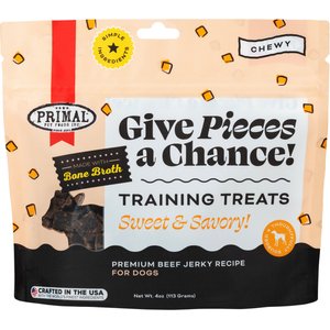Primal Give Pieces A Chance Beef with Broth Flavored Jerky Dog Treats, 4-oz bag