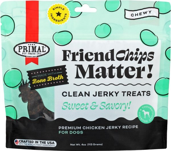Primal FriendChips Matter Chicken with Broth Flavored Jerky Dog Treats, 4-oz bag slide 1 of 7