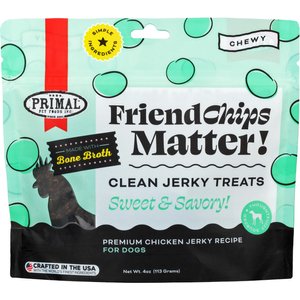 Primal FriendChips Matter Chicken with Broth Flavored Jerky Dog Treats, 4-oz bag