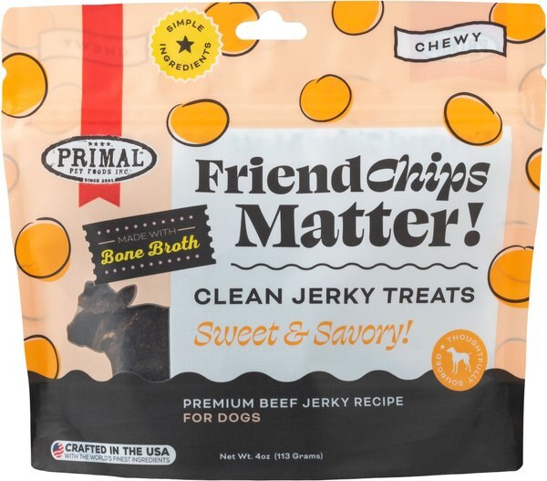 Primal FriendChips Matter Beef with Broth Flavored Jerky Dog Treats, 1.5-oz bag slide 1 of 7