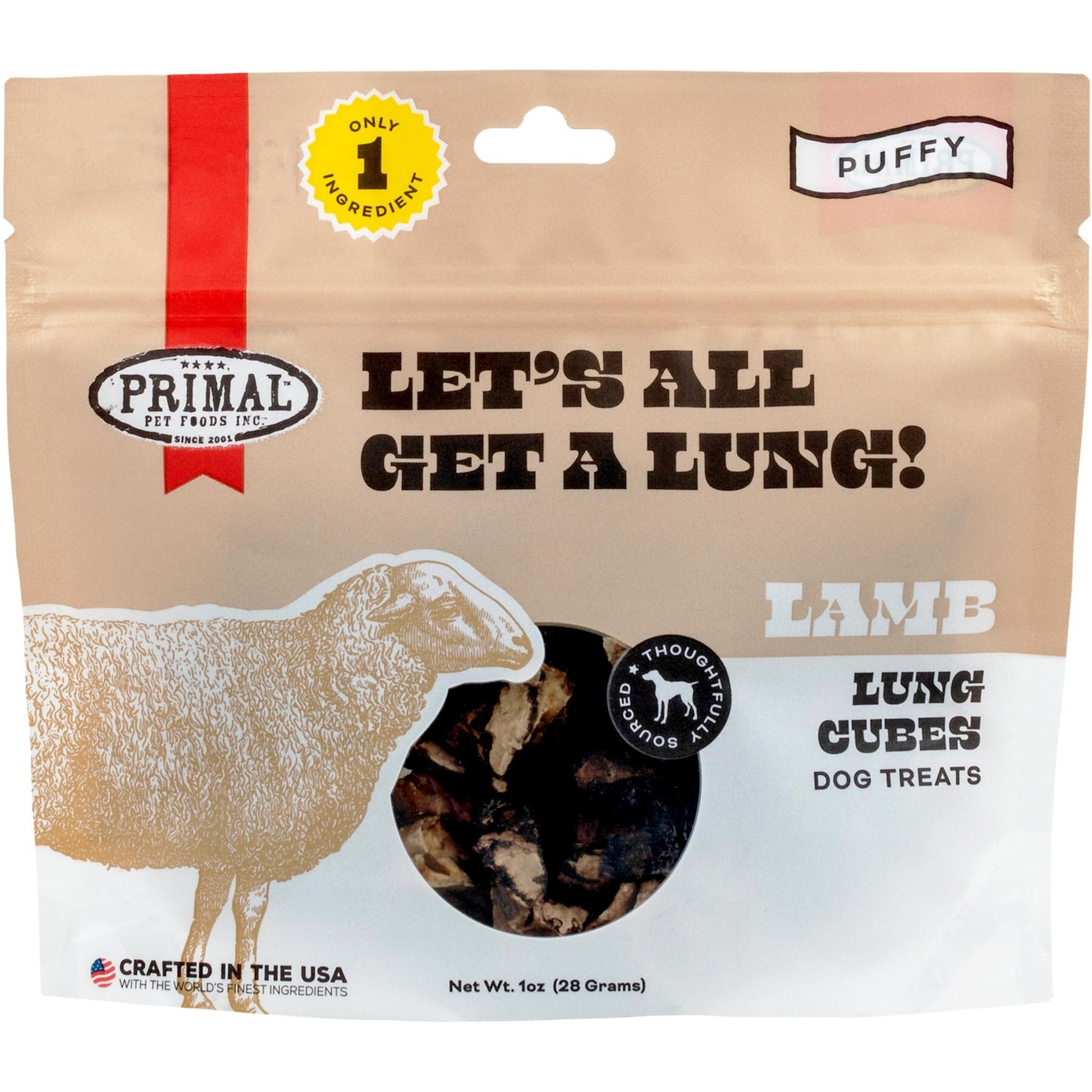 Primal Lamb Lung Crisps Dry Roasted Dog Treats