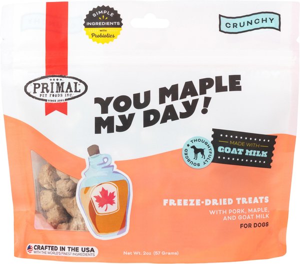 Primal You Maple My Day Pork & Maple with Goat Milk Flavored Crunchy Dog Treats, 2-oz bag slide 1 of 5