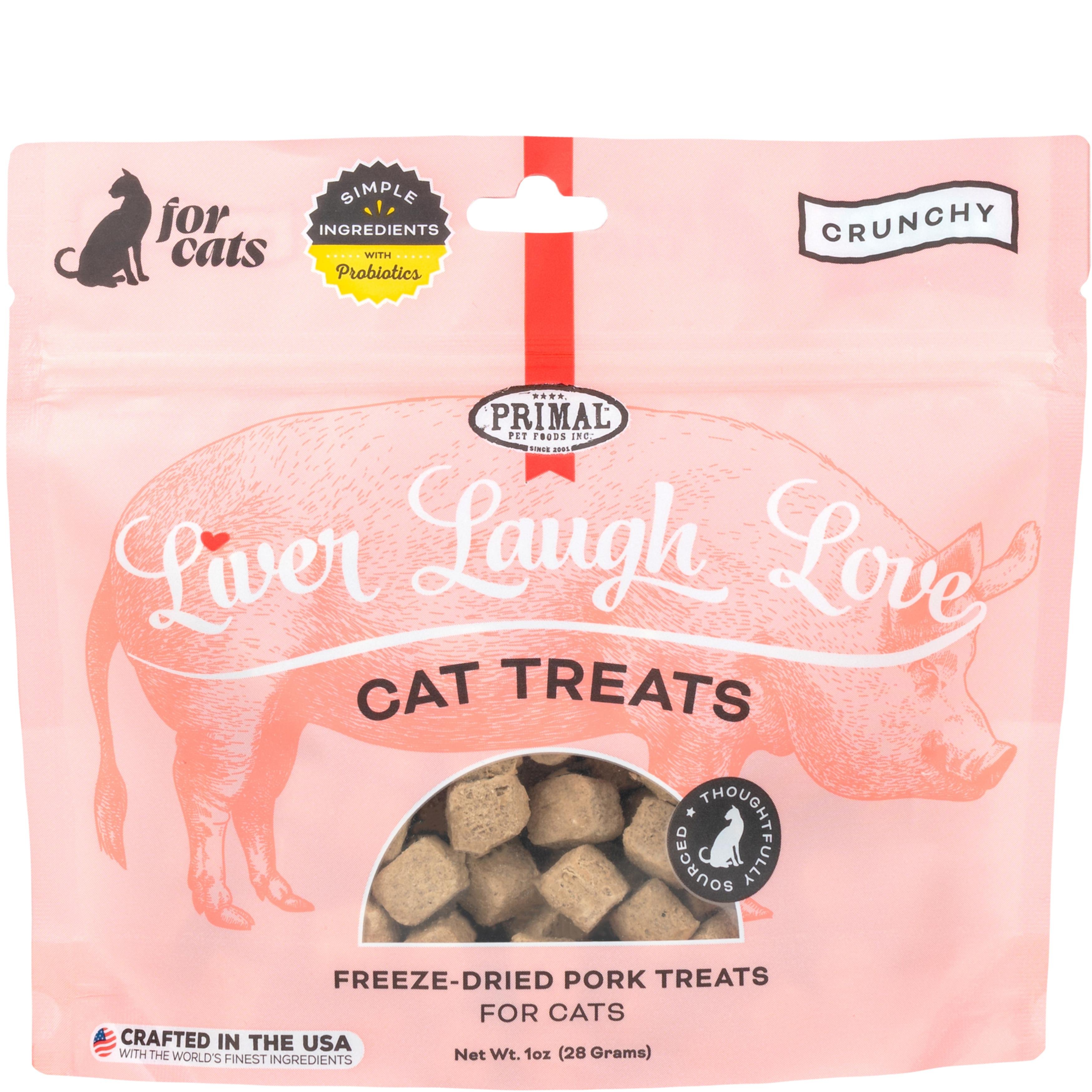 PRIMAL Liver, Laugh, Love for Cats! Simply Pork Flavored Crunchy Cat