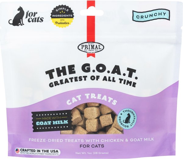 Primal The G.O.A.T. Chicken & Goat Milk Flavored Crunchy Cat Treats, 1-oz bag slide 1 of 7