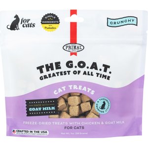 Primal The G.O.A.T. Chicken & Goat Milk Flavored Crunchy Cat Treats, 1-oz bag