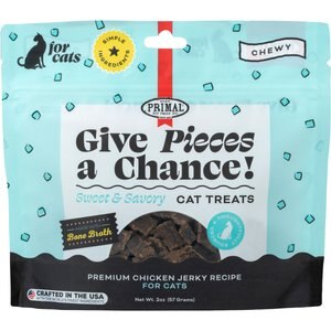Primal Give Pieces A Chance Chicken with Broth Flavored Jerky Cat Treats, 2-oz bag