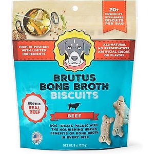 Brutus Broth Bone Broth Biscuits Beef Flavor Dog Treats, 8-oz bag