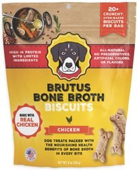 Brutus Broth Bone Broth Biscuits Chicken Flavor Dog Treats, 8-oz bag