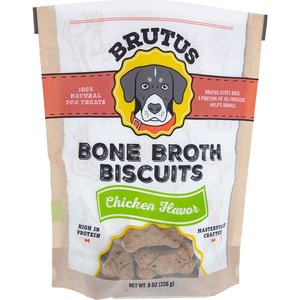 Brutus Broth Bone Broth Biscuits Chicken Flavor Dog Treats, 8-oz bag