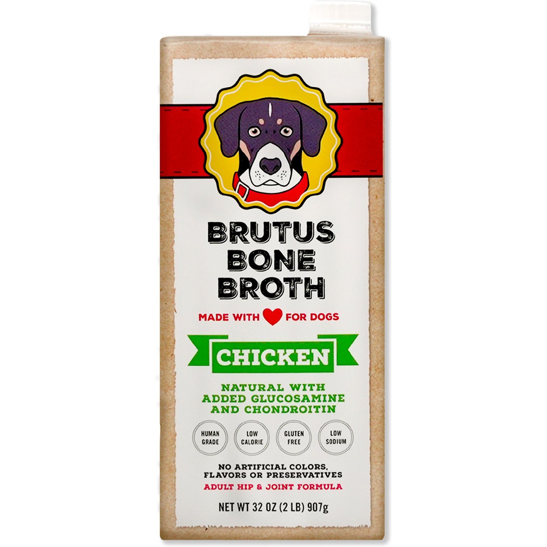 BRUTUS BROTH Chicken Bone Broth with Glucosamine Chondroitin Dog Food Topper 32 oz box Chewy