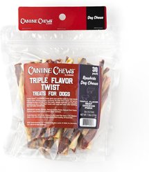 Canine Chews 6-inch Triple Twist Chicken, Beef, & Pork Flavored Rawhide Dog Chews, 30 count
