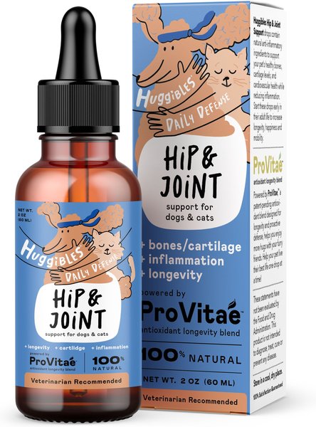 Huggibles Hip & Joint Chicken Flavored Liquid Hip & Joint Supplement for Dogs & Cats, 2-oz bottle slide 1 of 3