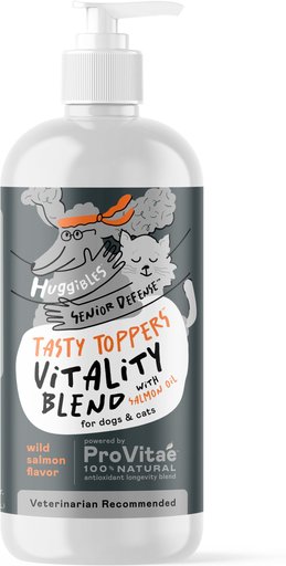 Huggibles Tasty Toppers Senior Vitality Blend Wild Salmon Flavored Multivitamin for Senior Dogs & Cats, 16-oz bottle