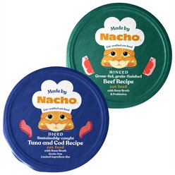 Made by Nacho Diced Tuna & Cod Recipe with Bone Broth + Minced Beef Recipe with Bone Broth Wet Cat Food
