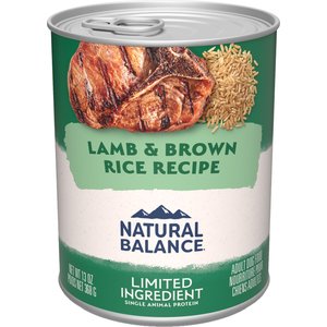 Natural Balance Limited Ingredient Lamb & Brown Rice Recipe Wet Dog Food, 13-oz, case of 12