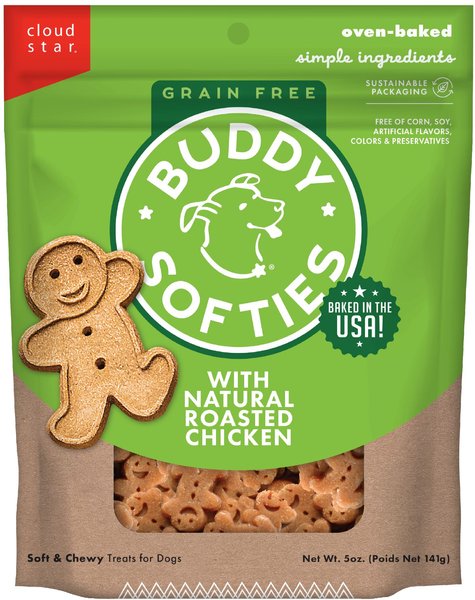 BUDDY BISCUITS Grain Free Soft Chewy with Roasted Chicken Dog Treats 5 oz bag Chewy