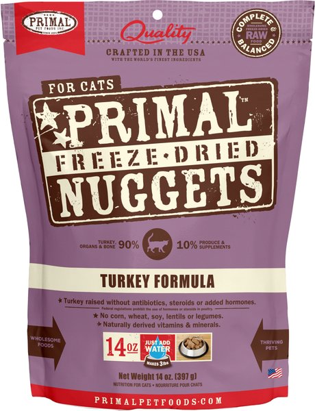 Primal Turkey Formula Nuggets Grain-Free Raw Freeze-Dried Cat Food, 14-oz bag slide 1 of 10