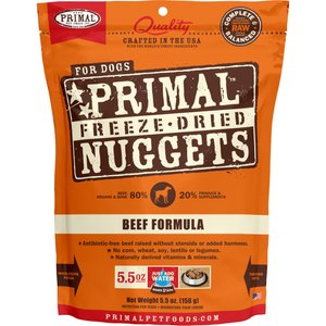 Primal Beef Formula Nuggets Grain-Free Raw Freeze-Dried Dog Food, 5.5-oz bag