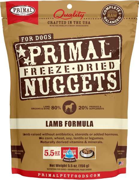 Primal Lamb Formula Nuggets Grain-Free Raw Freeze-Dried Dog Food, 5.5-oz bag slide 1 of 6