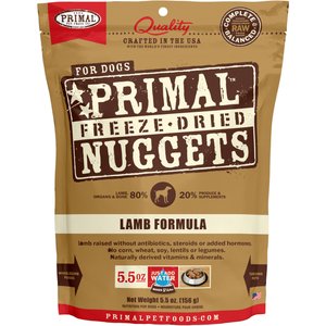 Primal Lamb Formula Nuggets Grain-Free Raw Freeze-Dried Dog Food, 5.5-oz bag
