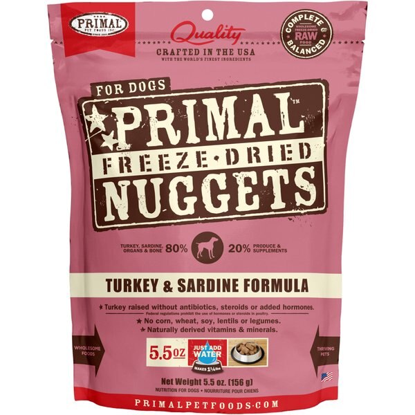PRIMAL Turkey & Sardine Formula Nuggets GrainFree Raw FreezeDried Dog Food, 5.5oz bag