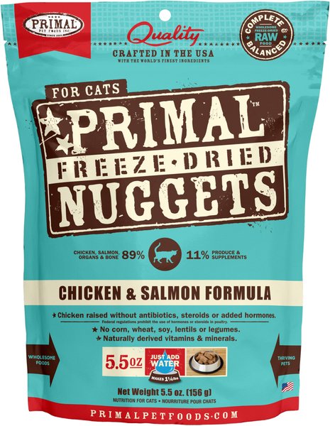 Primal Chicken & Salmon Formula Nuggets Grain-Free Raw Freeze-Dried Cat Food, 5.5-oz bag slide 1 of 7