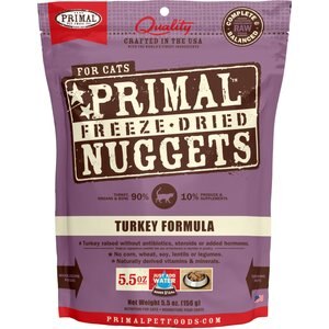 Primal Turkey Formula Nuggets Grain-Free Raw Freeze-Dried Cat Food, 5.5-oz bag