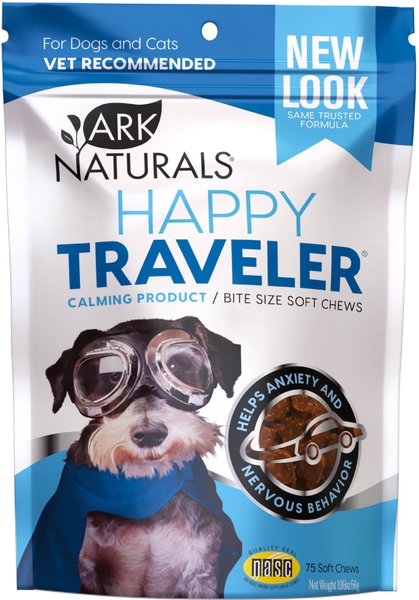 ARK NATURALS Happy Traveler Soft Chew Calming Supplement for Dogs Cats 75 count Chewy