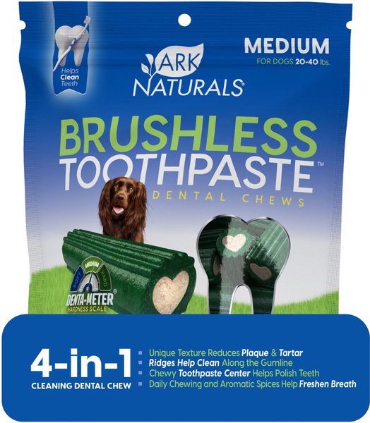 Ark Naturals Brushless Toothpaste Medium Gluten-Free Dental Dog Treats, 18-oz bag, Count Varies slide 1 of 8