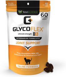 VetriScience GlycoFlex 3 Chicken Liver Flavored Soft Chews Joint Supplement for Cats, 60 count