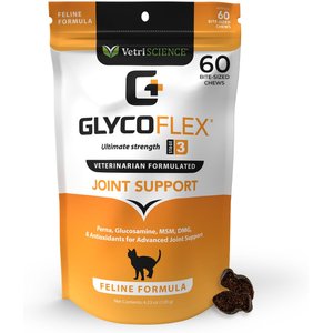 VetriScience GlycoFlex 3 Chicken Liver Flavored Soft Chews Joint Supplement for Cats, 60 count