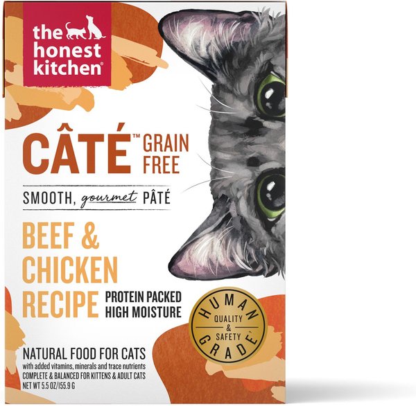 The Honest Kitchen Cate Grain-Free Beef & Chicken Pate Wet Cat Food, 5.5-oz box, case of 12, bundle of 2 slide 1 of 7