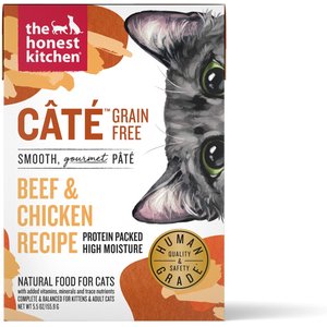 The Honest Kitchen Cate Grain-Free Beef & Chicken Pate Wet Cat Food, 5.5-oz box, case of 12, bundle of 2