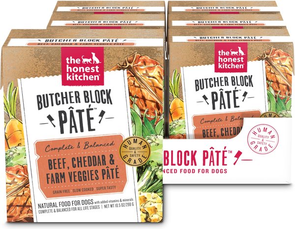 The Honest Kitchen Butcher Block Pate Beef, Cheddar & Farm Veggies Pate Wet Dog Food, 10.5-oz box, case of 6,bundle of 2 slide 1 of 9