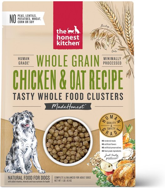 The Honest Kitchen Food Clusters Whole Grain Chicken & Oat Recipe Dog Food, 1-lb bag, bundle of 2 slide 1 of 10