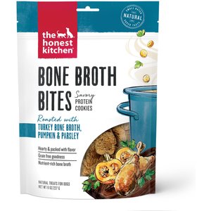 The Honest Kitchen Bone Broth Bites Roasted with Turkey Bone Broth, Pumpkin & Parsley Dog Treats, 8-oz bag, bundle of 2