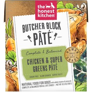 The Honest Kitchen Butcher Block Pate Chicken & Super Greens Pate Wet Dog Food, 10.5-oz box, case of 6, bundle of 2