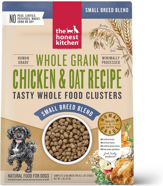 The Honest Kitchen Food Clusters Whole Grain Chicken & Oat Recipe Small Breed Dog Food, 1-lb bag, bundle of 2 slide 1 of 3