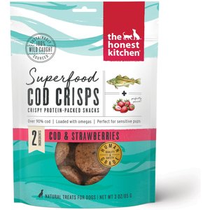 The Honest Kitchen Superfood Cod Crisps Cod & Strawberry Dehydrated Dog Treats, 3-oz bag, bundle of 2